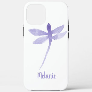 Waterverf Libellen Paarse Geborduurde Naam iPhone 12 Pro Max Hoesje
