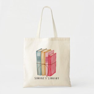 Waterverf Library Books Custom Canvas tas