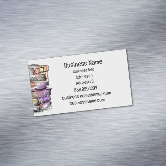 Waterverf Library Old Books Writer Magnetisch Visitekaartje (Voorbeeld)