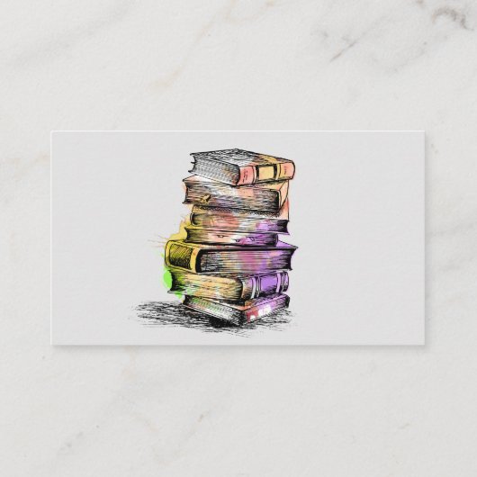 Waterverf Library Old Books Writer Visitekaartje (Achterkant)