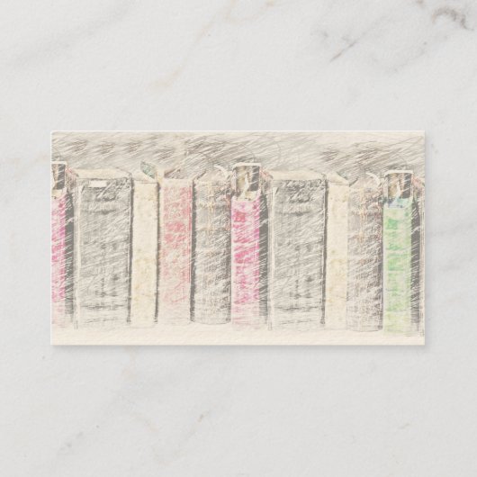 Waterverf Library Old Books Writer Visitekaartje (Achterkant)