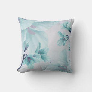 Waterverf Licht blauw Aqua Blauwgroen Bell Flower  Kussen