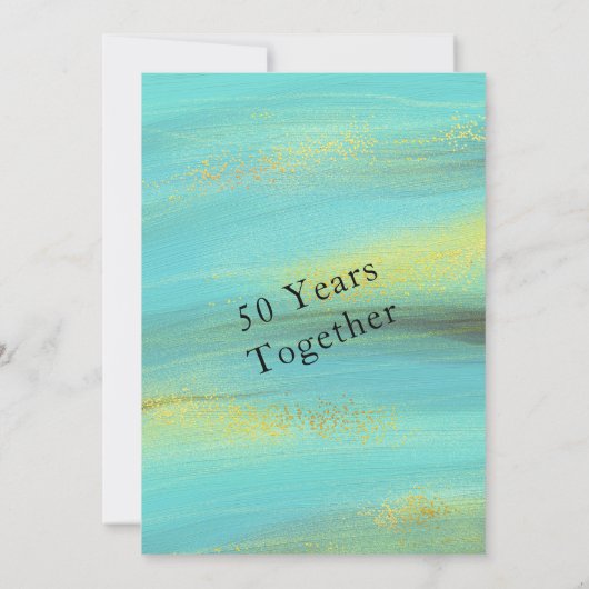 Waterverf Licht Groen Gold Roze 50e Jubileum Kaart (Achterkant)