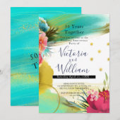 Waterverf Licht Groen Gold Roze 50e Jubileum Kaart (Voorkant / Achterkant)