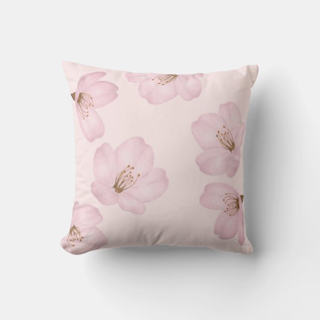 Waterverf Licht Roze Cherry Blossom Sakura Pillow Kussen (Voorkant)