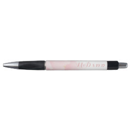 Waterverf Licht Roze Pioen Bruiloft Monogram Pen