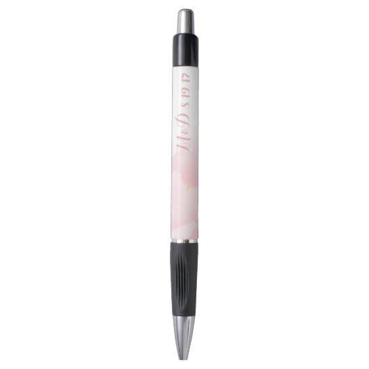 Waterverf Licht Roze Pioen Bruiloft Monogram Pen (Voorkant Verticaal)