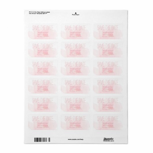Waterverf Licht Roze Pioen Bruiloft Save the Date Etiket (Full Sheet)