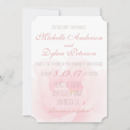 Waterverf Licht Roze Pioen Elegant Bruiloft Kaart