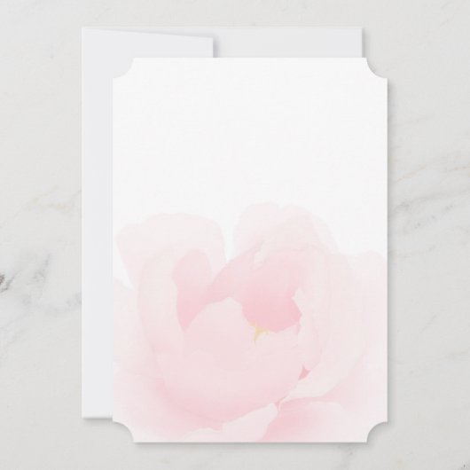 Waterverf Licht Roze Pioen Elegant Bruiloft Kaart (Achterkant)