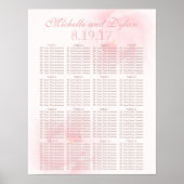 Waterverf Licht roze pony Wedding Seating Chart Poster (Voorkant)