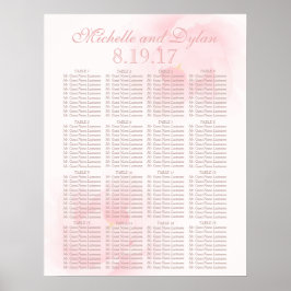 Waterverf Licht roze pony Wedding Seating Chart Poster