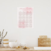 Waterverf Licht roze pony Wedding Seating Chart Poster (Keuken)