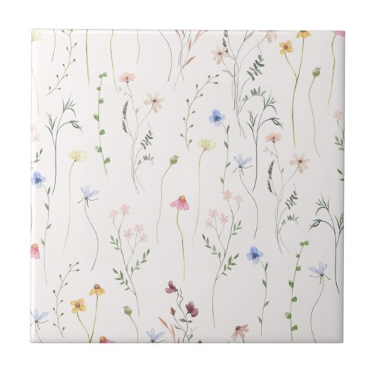 waterverf Licht roze weide Tegeltje (Voorkant)