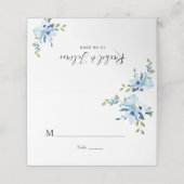 waterverf lichtblauw bloemenbruiloft plaatskaartje (Buitenkant ongevouwen)