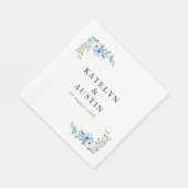 waterverf lichtblauw bloemenbruiloft servet (Hoek)