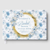 Waterverf Lichtblauw Goud Wilde Bloemen Gastboek Gastenboek (Voorkant)