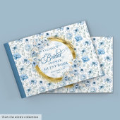 Waterverf Lichtblauw Gouden Bloemen Vrijgezellenfe Gastenboek