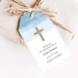 Waterverf Lichtblauw Jongen Doop Doop Cadeaulabel