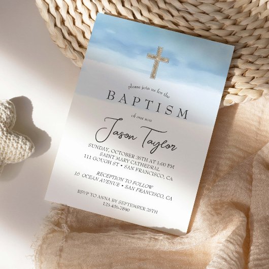 Waterverf Lichtblauw Jongensdoop Kaart