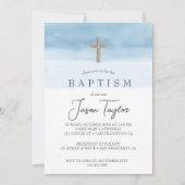 Waterverf Lichtblauw Jongensdoop Kaart (Voorkant)