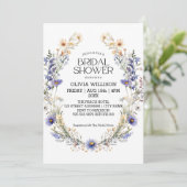 Waterverf Lichtblauw Wildflowers Vrijgezellenfeest Kaart (Staand voorkant)