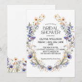 Waterverf Lichtblauw Wildflowers Vrijgezellenfeest Kaart (Voorkant / Achterkant)