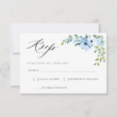 waterverf lichtblauwe bloem RSVP kaart (Voorkant)