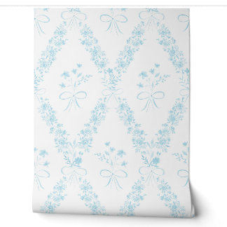Waterverf Lichtblauwe Bloemboog Baby Meisje Nurser Behang