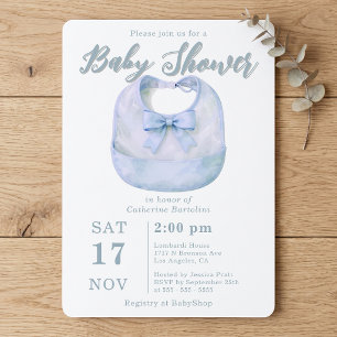 Waterverf Lichtblauwe Strik Bib Baby Borrel Kaart