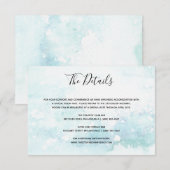 Waterverf lichtblauwe trouwgegevens invoegen kaart (Voorkant / Achterkant)