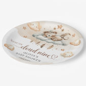 Waterverf lichtbruine ivoorwolk Negen teddybeer Papieren Bordje (Gekanteld)