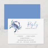Waterverf Lichte blauwe krab Reply RSVP-kaarten RSVP Kaartje (Voorkant / Achterkant)