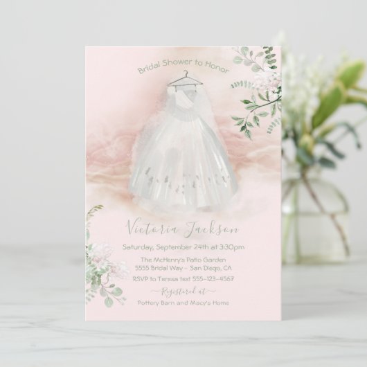 Waterverf lichte en luchtige bruidsjurk douche kaart (Staand voorkant)