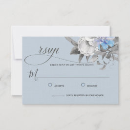 Waterverf lichte-stofblauw-kalligrafie RSVP kaartje