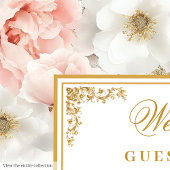  waterverf Lichtroze Bloemen Gouden bruiloft Gastenboek