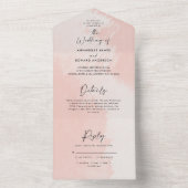 Waterverf lichtroze en witte, stijlvolle bruiloft all in one uitnodiging (Binnen)