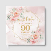 Waterverf lichtroze gouden pioenen 90e gastenboek (Voorkant)