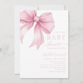 Waterverf lichtroze lint babyshower kaart (Voorkant)