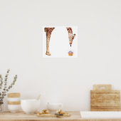 waterverf "Licker with Cupcake" Giraffe Poster (Keuken)