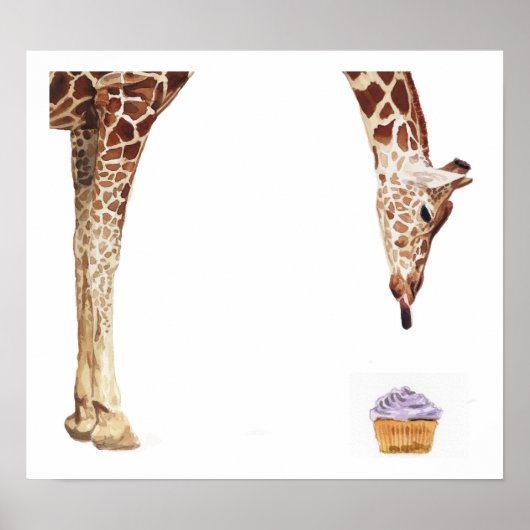 waterverf "Licker with Cupcake" Giraffe Poster (Voorkant)