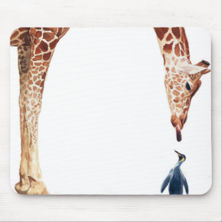 waterverf "Licker with Penguin" Giraffe Muismat