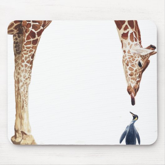 waterverf "Licker with Penguin" Giraffe Muismat (Voorkant)