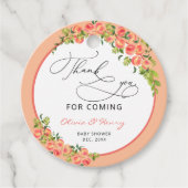 Waterverf lief klein perzik modern dank u bedankjes labels (Voorkant)