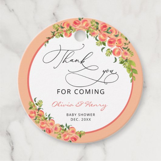 Waterverf lief klein perzik modern dank u bedankjes labels (Voorkant)