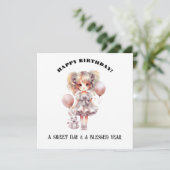 Waterverf lief pop meisje happy birthday Kaart (Staand voorkant)