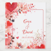 Waterverf Liefde | Aangepast | VALENTIJNSDAG Wijn Etiket (Enkel label)