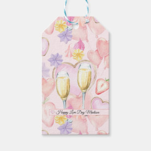 Waterverf Liefde dag Harten en zoet Patroon Cadeaulabel