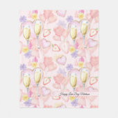 Waterverf Liefde dag Harten en zoet Patroon Fleece Deken (Voorkant)