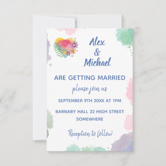  Waterverf Liefde Floral Weddenschap Kaart (Voorkant)